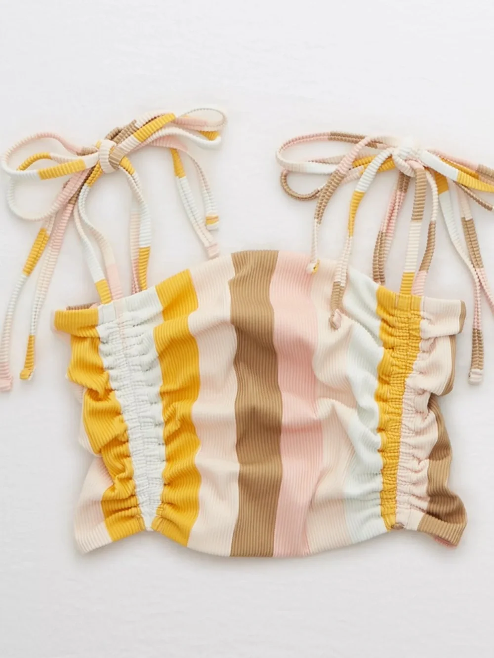 Aerie Ribbed Longline Bandeau Bikini Top + Bottoms